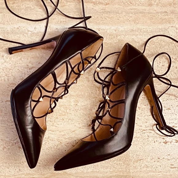 Valentino - Black Lace up Pumps - Picture 1 of 16